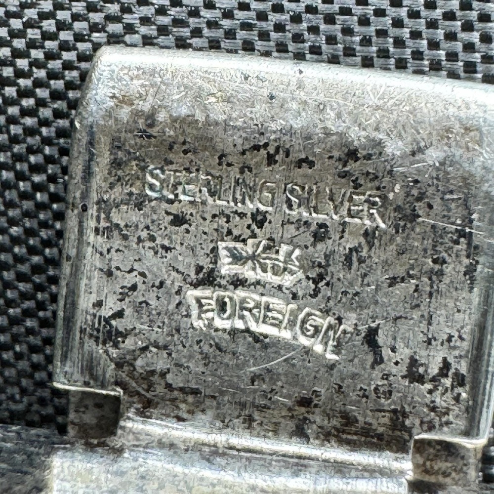 Vintage Sterling Silver Wide Mesh Bracelet Box Clasp Brutalist Modernist Brushed - Picture 4 of 10